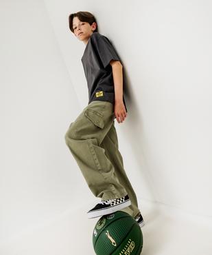 Pantalon cargo loose en denim stretch coloré garçon vue1 - GEMO (JUNIOR) - GEMO
