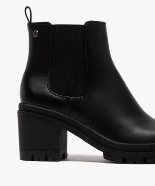 Boots femme chelsea unies à talon et semelle crantée vue6 - GEMO(URBAIN) - GEMO