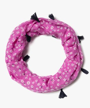 Foulard snood léger à fleurs et pompons fille  vue1 - GEMO (ENFANT) - GEMO