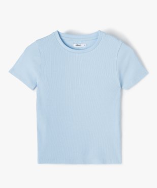 Tee-shirt fille en maille côtelée à manches courtes vue1 - GEMO (JUNIOR) - GEMO