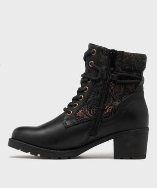 Bottines à lacets avec empiècement à motifs femme - Emilia Rosa vue4 - EMILIA ROSA - GEMO