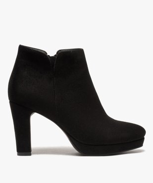 Low-boots femme à talon dessus en suédine unie vue1 - GEMO(URBAIN) - GEMO