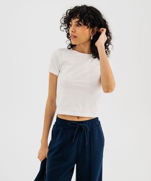 Tee-shirt manches courtes en coton stretch uni femme vue1 - GEMO(FEMME PAP) - GEMO