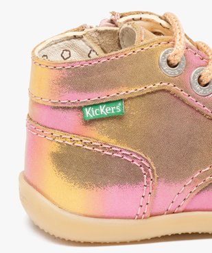 Chaussures premiers pas bébé fille en cuir imprimé fleuri - Kickers  vue6 - KICKERS - GEMO