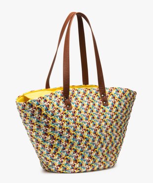 Sac de plage femme multicolore en paille tressée vue2 - GEMO (ACCESS) - GEMO