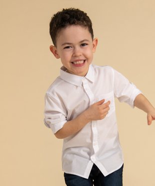 Chemise garçon unie à manches longues vue1 - GEMO (ENFANT) - GEMO