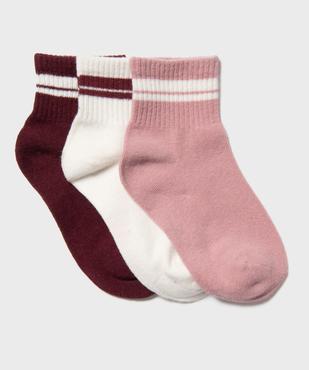 Socquettes avec liserés contrastants fille (lot de 3) vue1 - GEMO 4G FILLE - GEMO