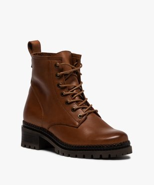 Boots femme dessus cuir uni à lacets et semelle crantée vue2 - Nikesneakers (CASUAL) - Nikesneakers