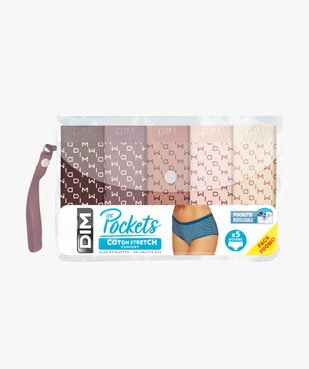 Boxers en coton stretch imprimés femme (lot de 5) - Les Pockets Dim vue7 - DIM - GEMO