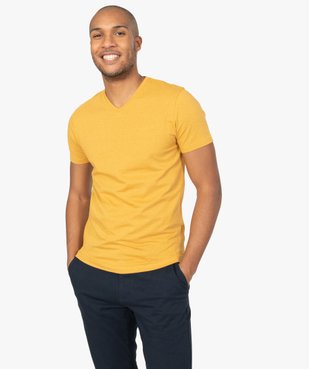 Tee-shirt homme à manches courtes et col V coupe slim vue1 - GEMO (HOMME) - GEMO