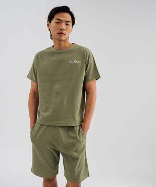 Pyjashort uni en maille piquée homme vue1 - GEMO 4G HOMME - GEMO