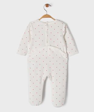 Pyjama en velours à petits cœurs et broderies oiseaux bébé vue4 - GEMO 4G BEBE - GEMO