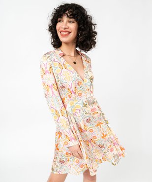 Robe portefeuille à motifs fleuris femme vue2 - GEMO(FEMME PAP) - GEMO