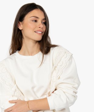 Sweat femme avec empiècements en dentelle sur l’avant vue2 - GEMO(FEMME PAP) - GEMO