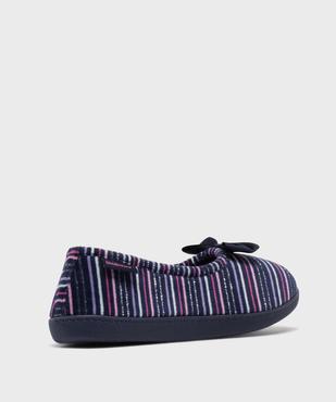 Chaussons enveloppants en velours à rayures femme - Isotoner vue4 - ISOTONER - GEMO
