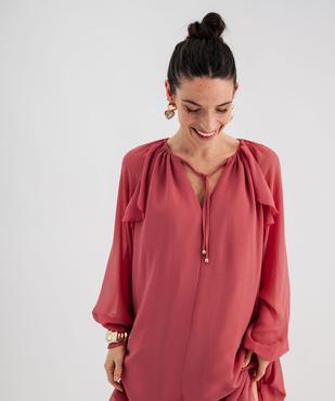 Robe courte en voile avec volants aux emmanchures femme vue2 - GEMO 4G FEMME - GEMO