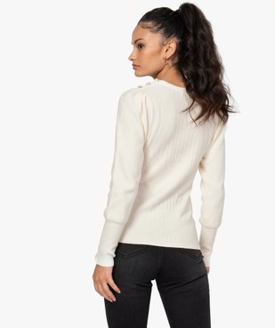 Pull femme avec manches froncées et boutons sur l’épaule vue3 - GEMO(FEMME PAP) - GEMO