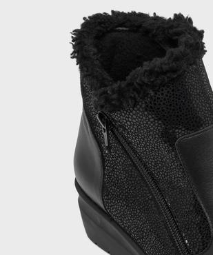Bottines fourrées en cuir à talon compensée gamme confort femme vue6 - G'FLEX GEMO FOR GOOD - GEMO