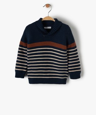 Pull bébé garçon rayé à col châle vue1 - GEMO(BEBE DEBT) - GEMO