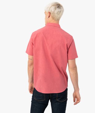 Chemise homme à manches courtes en coton lavé vue3 - GEMO (HOMME) - GEMO
