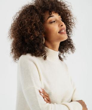 Pull ample à col montant en laine et mohair femme vue3 - GEMO(FEMME PAP) - GEMO