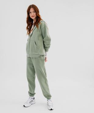 Pantalon de jogging en molleton uni à taille élastiquée femme vue1 - GEMO 4G FEMME - GEMO