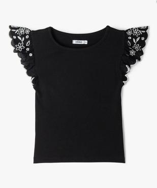 Tee-shirt manches courtes en volant brodé fille vue2 - GEMO (ENFANT) - GEMO