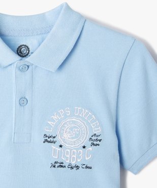 Polo garçon à manches courtes avec motifs brodés - Camps United vue2 - CAMPS UNITED - GEMO