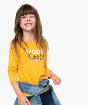 Tee-shirt fille à manches longues et motif sur l’avant vue1 - GEMO C4G FILLE - GEMO