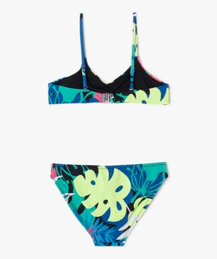 Maillot de bain 2 pièces à motifs exotiques fille vue3 - GEMO 4G FILLE - GEMO