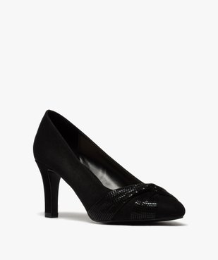 Escarpins femme en suédine avec effet drapé et verni vue2 - GEMO(URBAIN) - GEMO