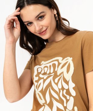 Tee-shirt à manches courtes avec motif en relief femme vue5 - GEMO(FEMME PAP) - GEMO
