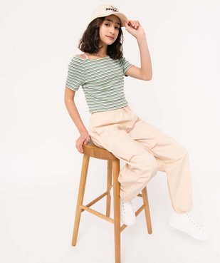 Pantalon parachute fille coupe large resserré aux chevilles vue7 - GEMO (JUNIOR) - GEMO