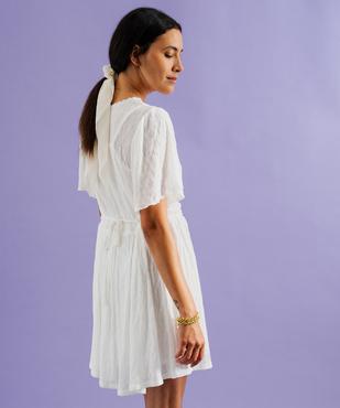 Robe courte à manches courtes en dentelle extensible look romantique femme vue4 - GEMO(FEMME PAP) - GEMO