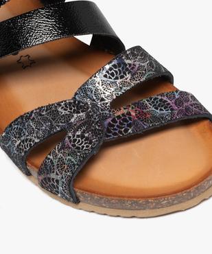 Sandales plates avec brides en cuir scintillantes et vernies femme vue7 - PIU NATURA - GEMO