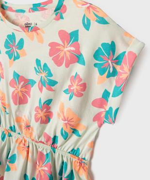 Robe à manches courtes imprimée en coton fille vue2 - GEMO 4G FILLE - GEMO