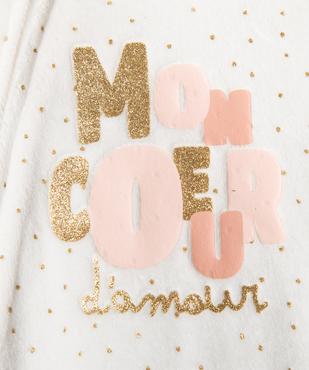 Pyjama en velours à motifs pailletés fermeture zippée devant bébé fille vue2 - GEMO 4G BEBE - GEMO