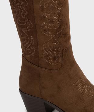 Bottes à talon cubain et bout pointu look santiag femme vue6 - SANS MARQUE - GEMO