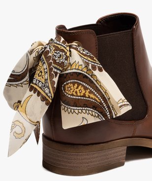Boots femme style chelsea à talon plat et nœud foulard vue6 - GEMO (CASUAL) - GEMO