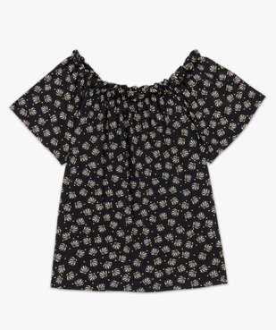 Tee-shirt femme imprimé avec large col froncé vue4 - GEMO(FEMME PAP) - GEMO