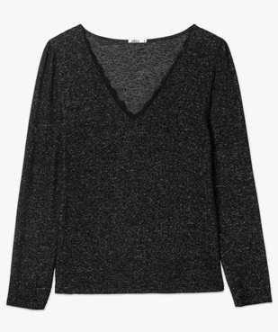 Pull femme en maille fine à col V en dentelle vue4 - GEMO(FEMME PAP) - GEMO