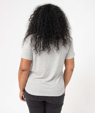 Tee-shirt femme grande taille avec col V vue3 - GEMO (G TAILLE) - GEMO