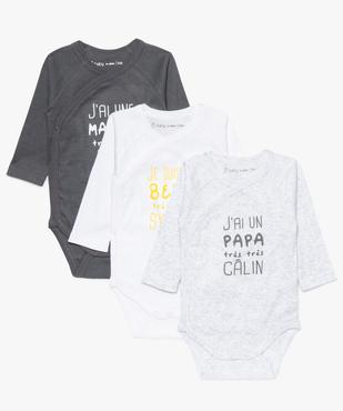 Body croisé bébé à manches longues (lot de 3) vue1 - GEMO 4G BEBE - GEMO