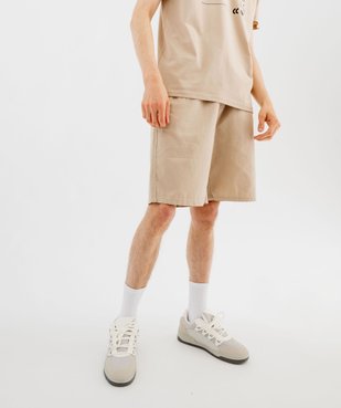 Bermuda en toile de coton à taille élastiquée homme vue1 - GEMO (HOMME) - GEMO