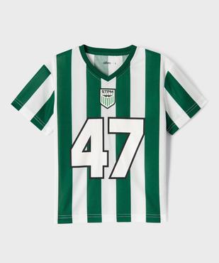 Tee-shirt manches courtes col V en maille sport garçon vue2 - GEMO (ENFANT) - GEMO