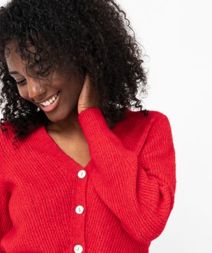 Gilet à col V en maille ajourée femme vue5 - GEMO(FEMME PAP) - GEMO