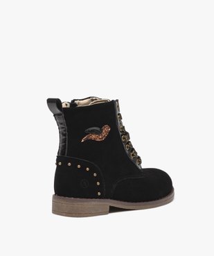 Boots fille unies en cuir suédé à lacets et à zip - Alma Planète vue4 - ALMA - GEMO