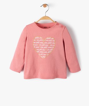 Tee-shirt bébé fille manches longues avec motifs et inscriptions vue1 - GEMO C4G BEBE - GEMO
