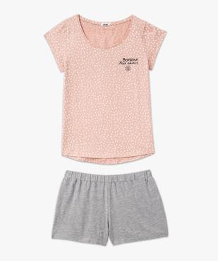Pyjashort en coton bicolore femme vue4 - GEMO 4G FEMME - GEMO