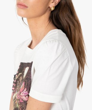 Tee-shirt femme à message avec manches bouffantes vue2 - GEMO(FEMME PAP) - GEMO